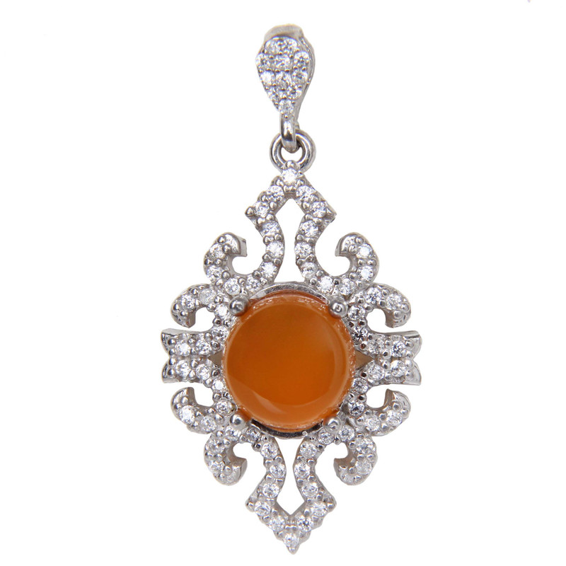 آویز گردنبند نقره زنانه مدل عقیق یمن آبکاری رادیوم کد PKR_392