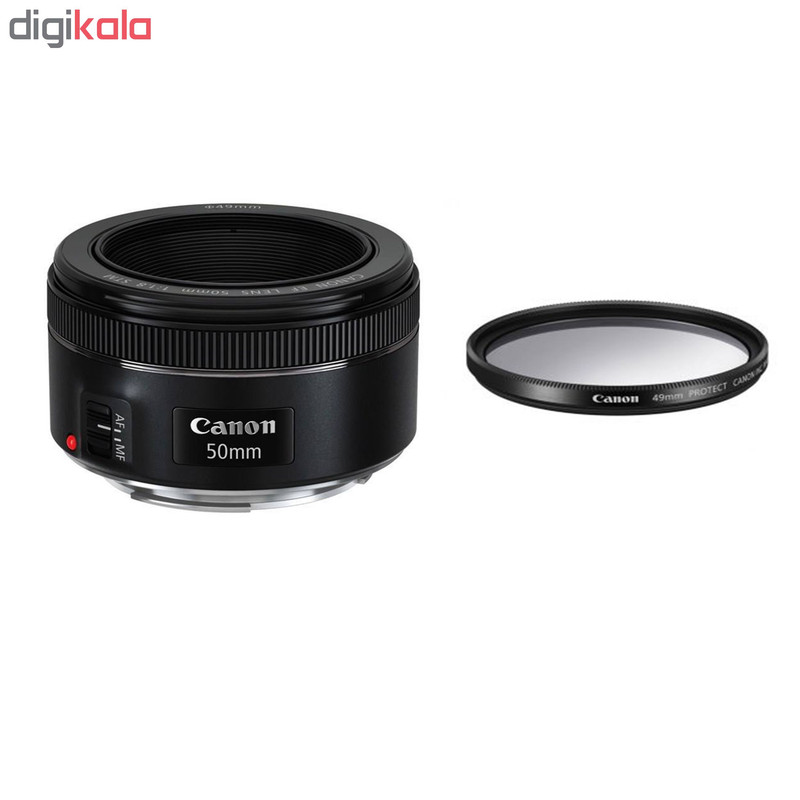 لنز کانن مدل EF 50mm f/1.8 STM به همراه فیلتر لنز یو وی 49 کانن