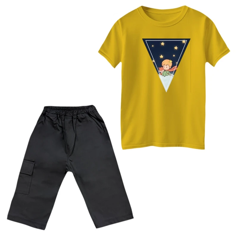 ست تی‌شرت و شلوارک پسرانه مدل شازده کوچولو مثلث