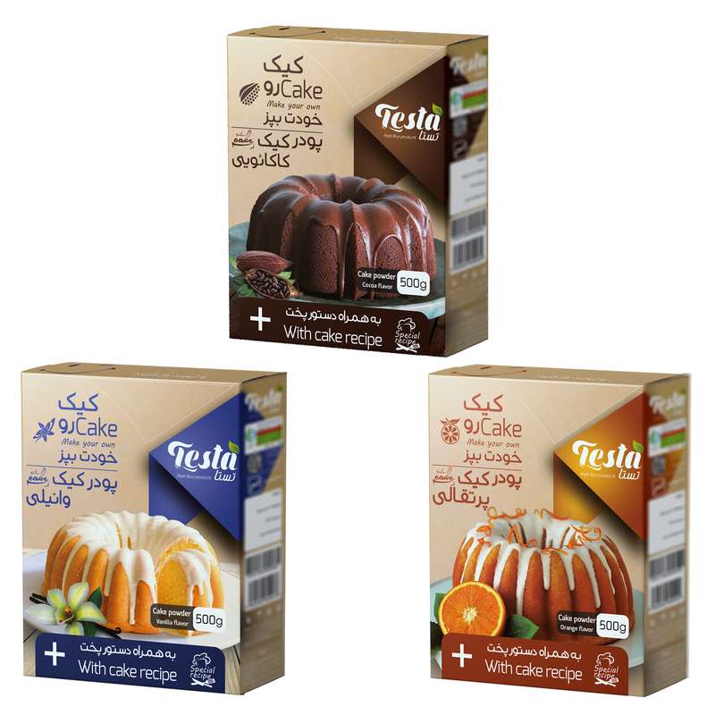 پودر کیک تستا-500 گرم مجموعه 3 عددی