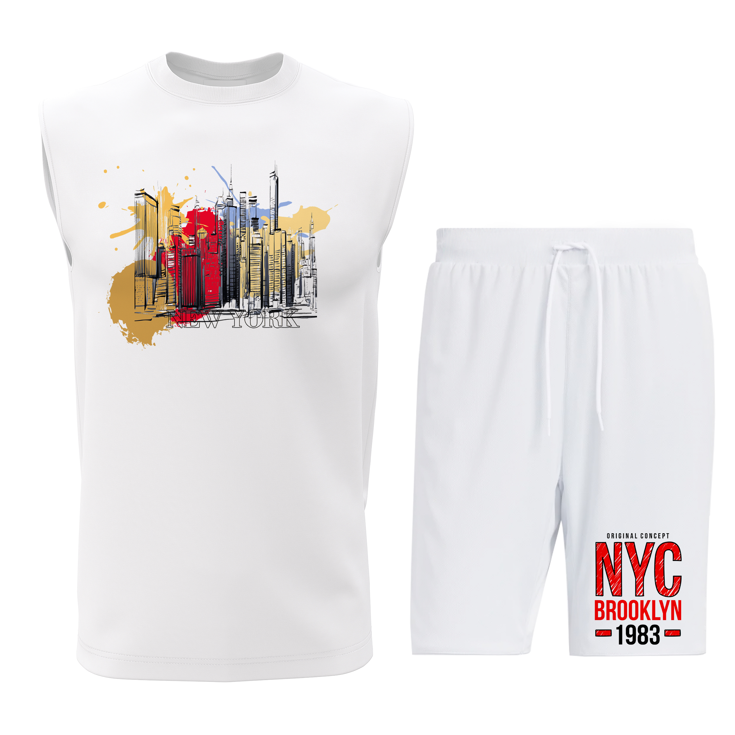 ست تاپ و شلوارک مردانه طرح نیویورک مدل N015W