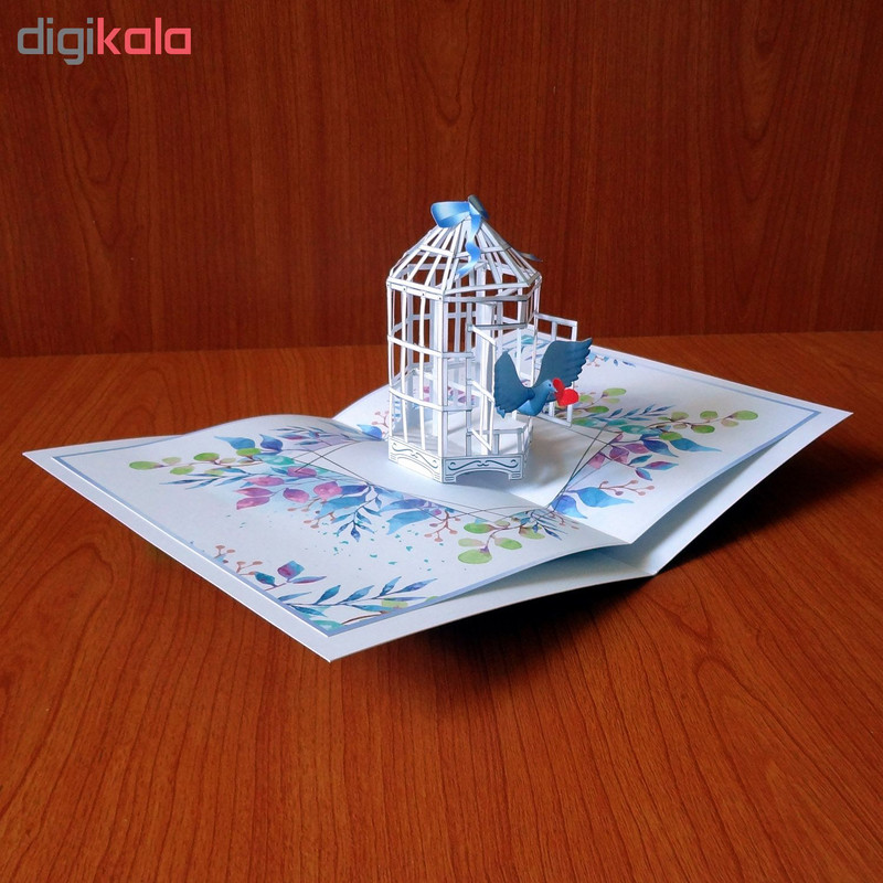 کارت پستال سه بعدی طرح پرنده و قفس کد CP001