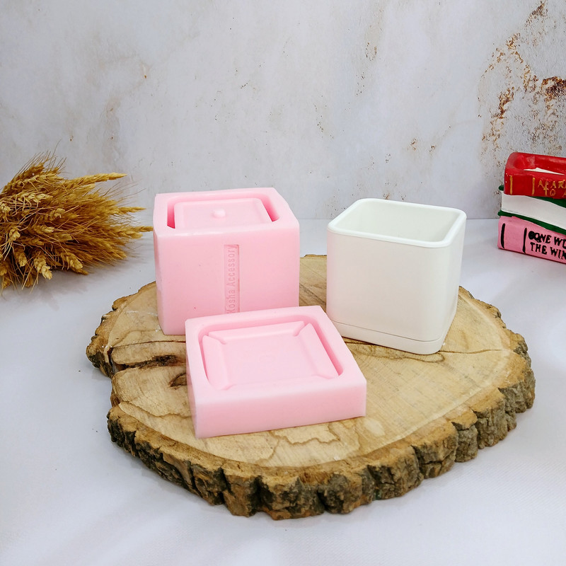 قالب کوشا اکسسوری مدل گلدان طرح مربع کفی دار بسته 2 عددی