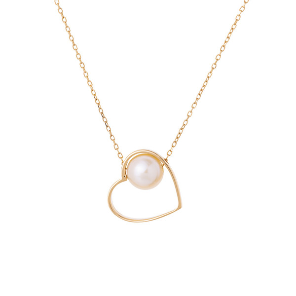 گردنبند طلا 18 عیار زنانه گالری شیدا مجد مدل قلب و مروارید