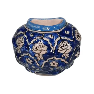 گلدان سفالی مدل دیواری نقاشی زیر لعابی کد P051