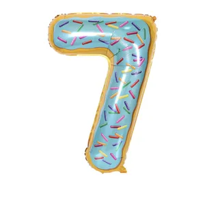 بادکنک فویلی مدل عدد هفت طرح شیرینی دونات کد 8116