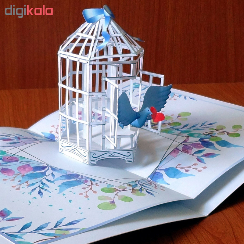 کارت پستال سه بعدی طرح پرنده و قفس کد CP001