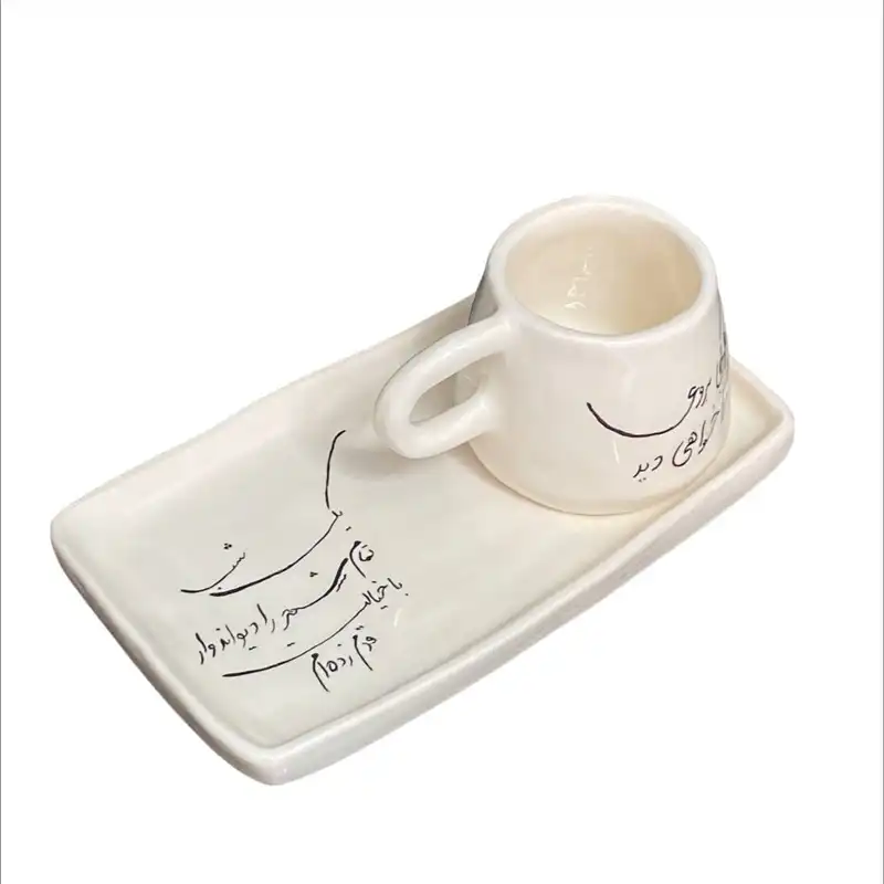 ست فنجان و زیر لیوانی سرامیکی مدل خیالی