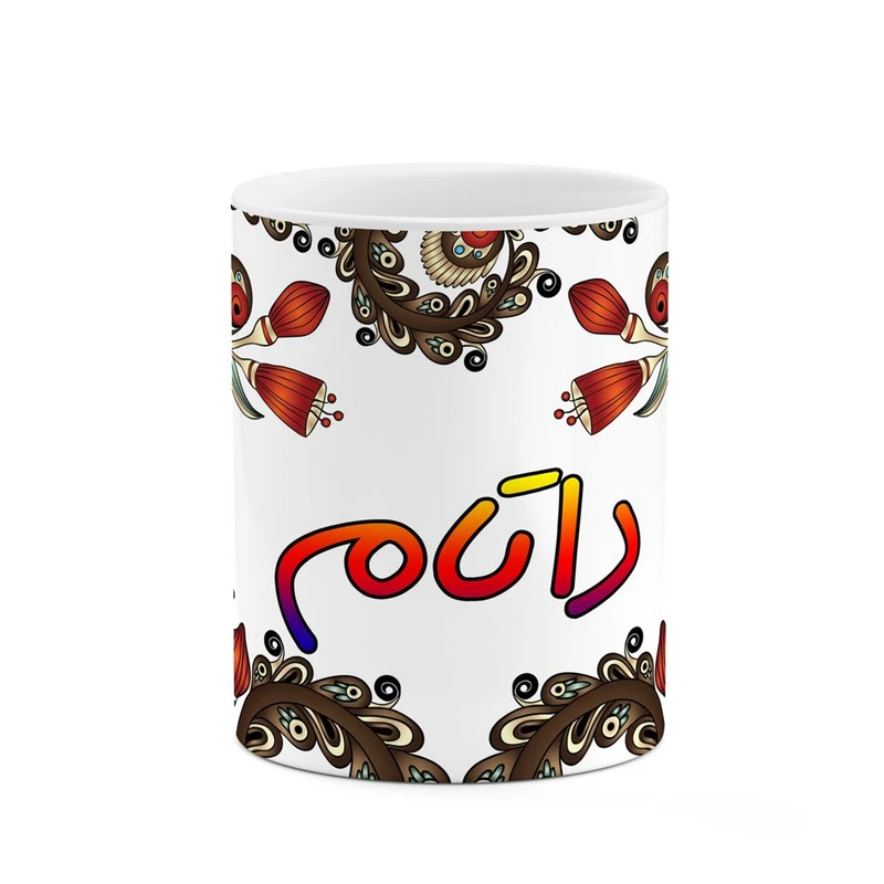 ماگ کاکتی مدل اسم داتام طرح سنتی گل و بته کد mgh44911