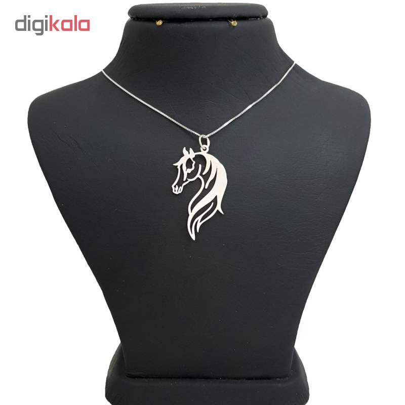 گردنبند نقره زنانه طرح اسب ترکمن کد AS52 -  - 3