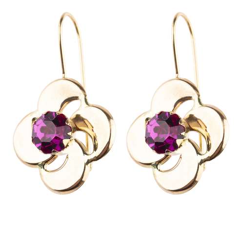 گوشواره طلا 18 عیار مدل گل چهارپر