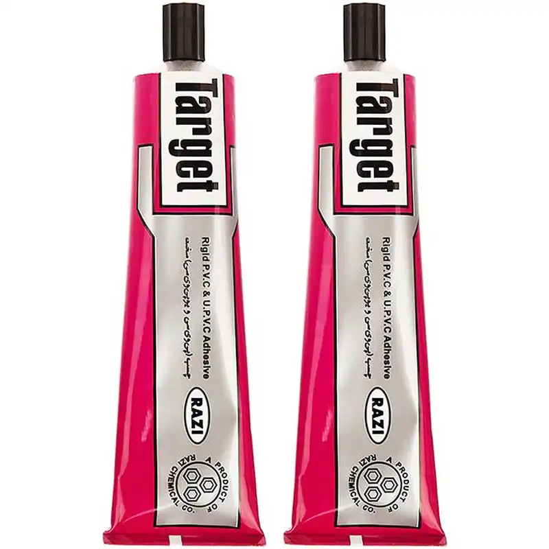 چسب پی . وی . سی سخت رازی مدل Target حجم 100 میلی لیتر بسته 2 عددی