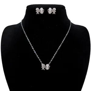 نیم ست نقره آی جواهر طرح عشق کد 77151NN