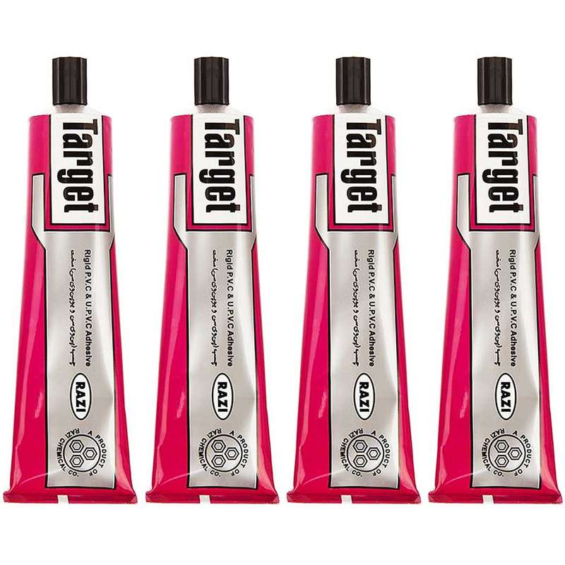 چسب پی . وی . سی سخت رازی مدل Target حجم 100 میلی لیتر بسته 4 عددی