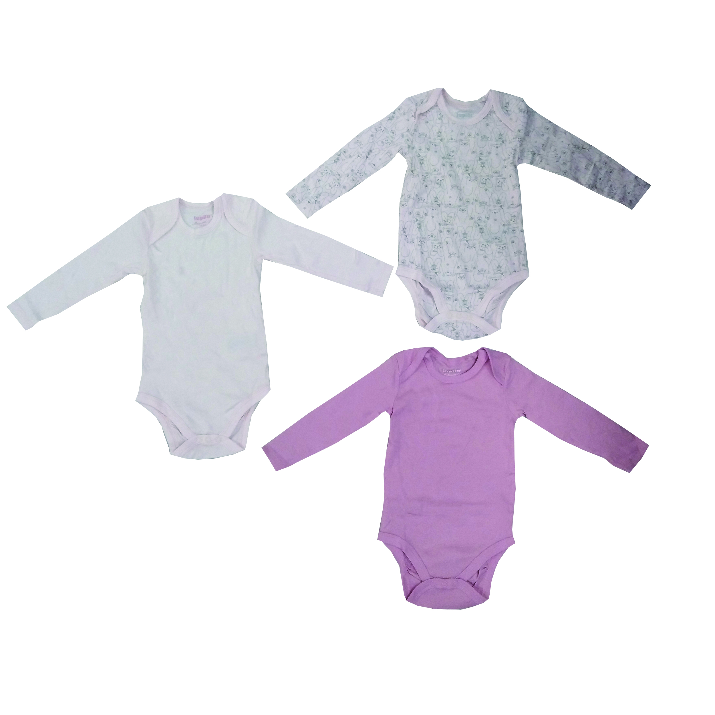 بادی آستین بلند دخترانه نوزادی لوپیلو مدل 04 مجموعه سه عددی