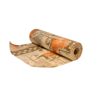 سفره یکبارمصرف کوالا مدل Cotton گل Narenji کد VA2000-001 رول 10 متری