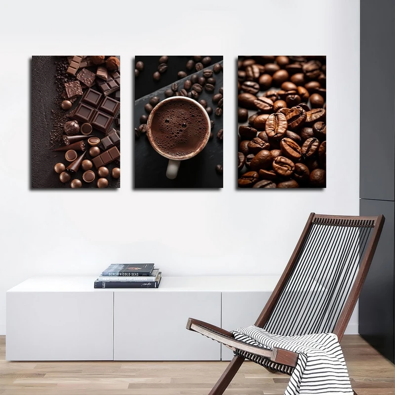 تابلو شاسی بکلیت طرح کافه و قهوه و شکلات مدل SH-2820 مجموعه 3 عددی