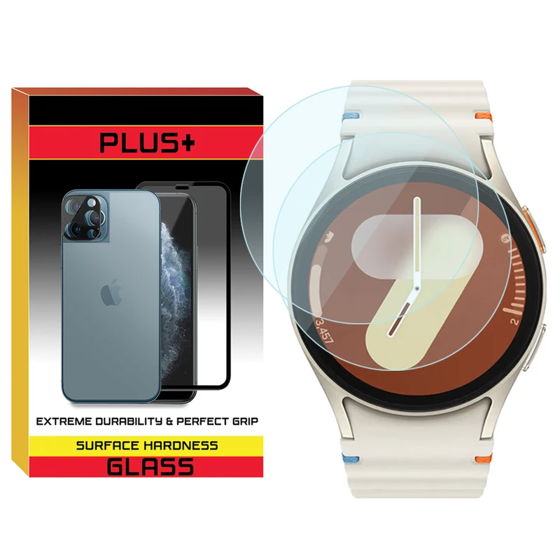 محافظ صفحه نمایش شیشه‌ای پلاس مدل Glass-PL مناسب برای ساعت هوشمند سامسونگ Galaxy Watch 7 44mm بسته دو عددی