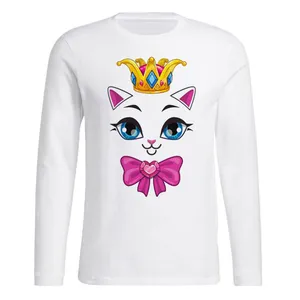 تی شرت آستین بلند زنانه مدل CAT کد P14 رنگ سفید