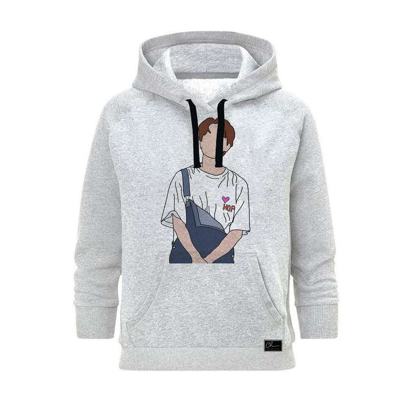 هودی زنانه مدل BTS کد B101 رنگ طوسی