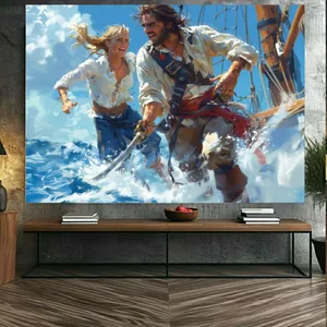 تابلو بوم طرح مخمل کشتی مدل دزدان دریایی کد BK23459