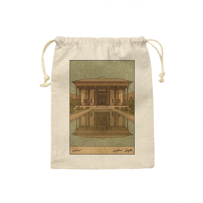 کیسه نان و سبزی ترمه طراحان ایده مدل کارت کاخ چهل ستون اصفهان کد map1504 - S سایز 19x19 سانتی متر