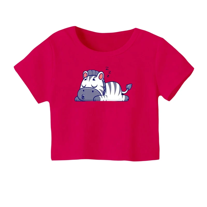 کراپ‌ تی‌شرت آستین کوتاه زنانه مدل گورخر کد 3