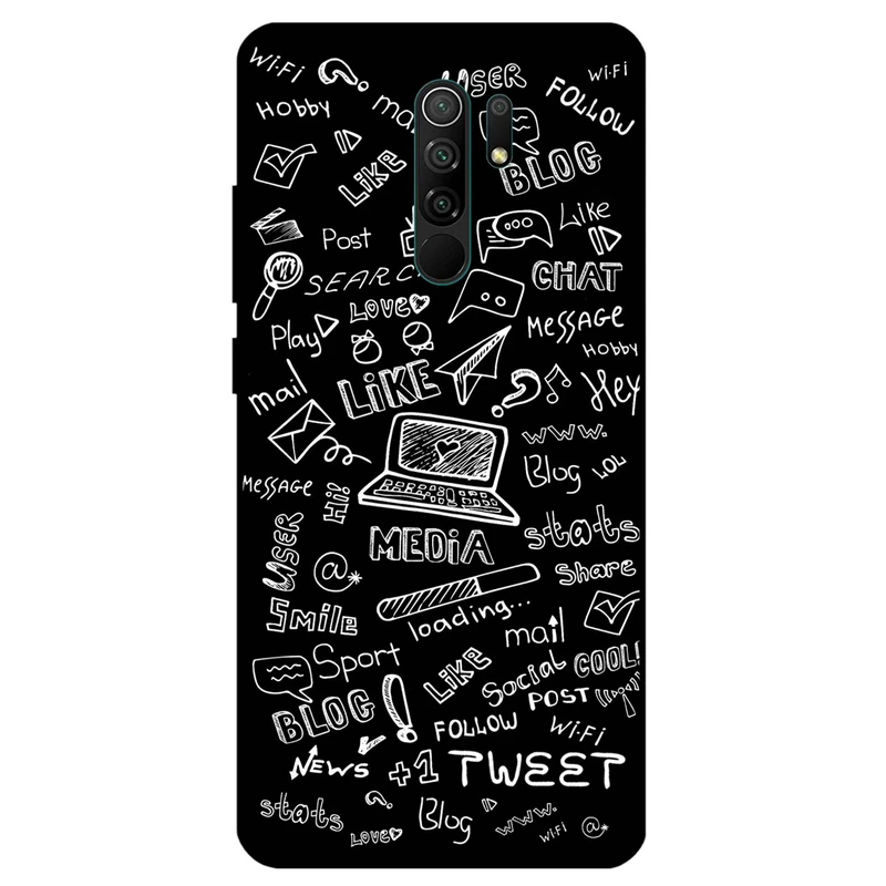 کاور مگافون طرح رسانه های اجتماعی مدل 1898 مناسب برای گوشی موبایل شیائومی Redmi 9