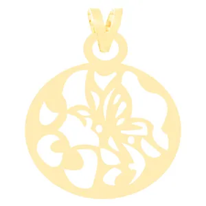 آویز گردنبند طلا 18 عیار زنانه الن نار مدل طرح پروانه و گل ELN3361