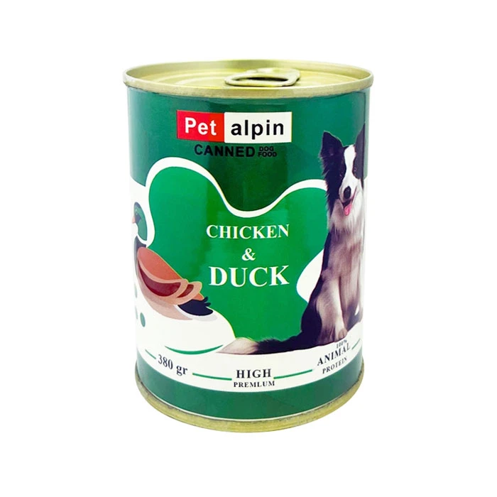 کنسرو غذای سگ پت آلپین مدل پته طعم اردک و مرغ وزن 380 گرم