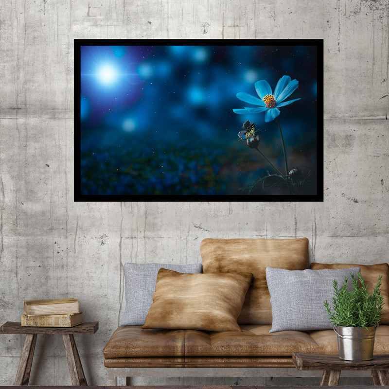 تابلو نوری بکلیت طرح گرده افشانی گل آبی مدل B-MO1754