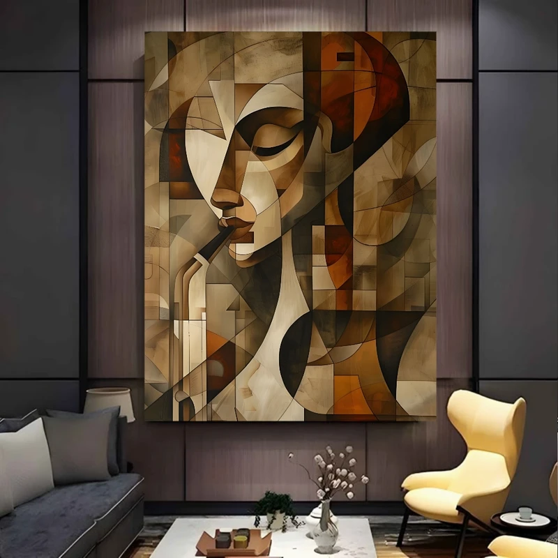 پوستر پارچه ای طرح مخمل  پرتره انتزاعی مدل ساکسیفون کد FP106780