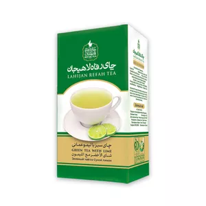 چای سبز رفاه لاهیجان با طعم لیمو امانی مقدار 210 گرم