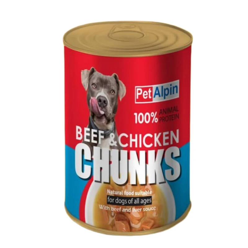 کنسرو سگ پت آلپین مدل چانک مرغ و گوشت وزن 380 گرم