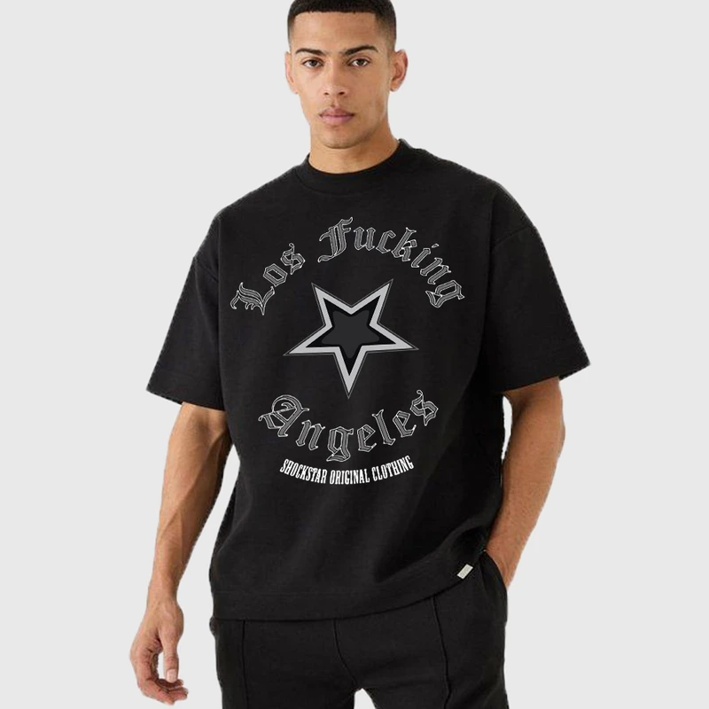 تی شرت آستین کوتاه مردانه مدل استار تایپوگرافی z497