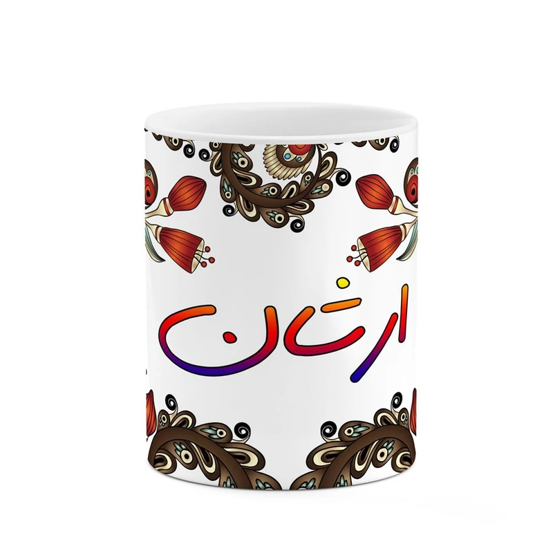 ماگ کاکتی مدل اسم ارشان طرح سنتی گل و بته کد mgh43463