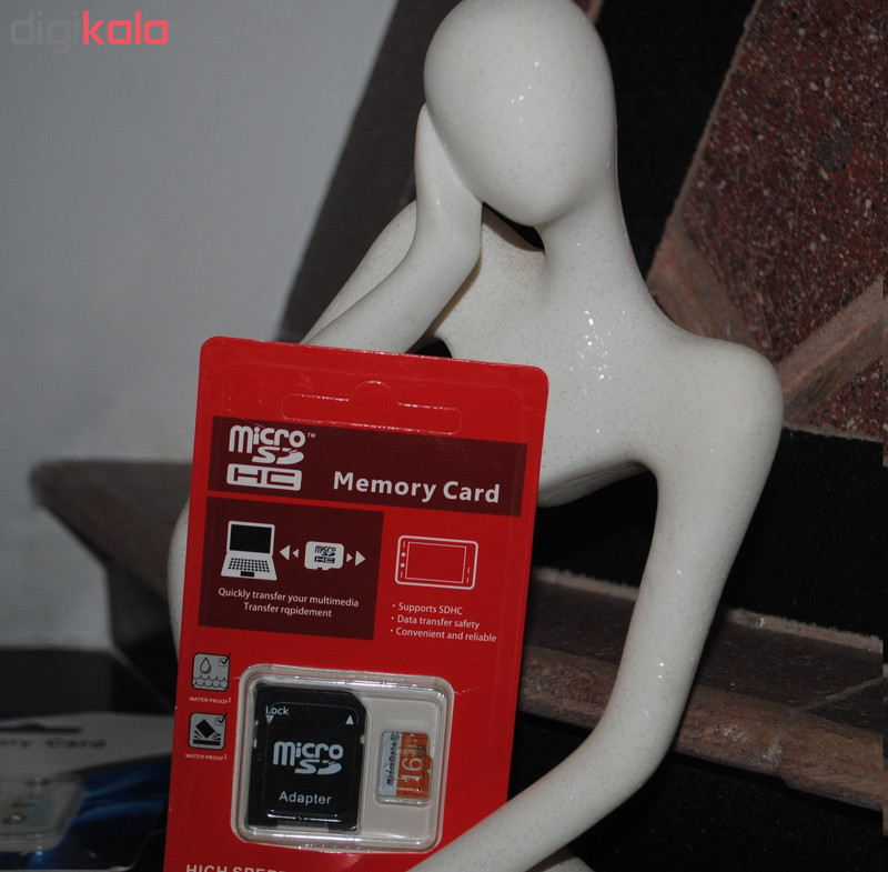 کارت حافظه microSDHC مدل DR8008 کلاس 10استاندارد HC ظرفیت 16 گیگابایت میکرو دیتا وکیوم قرمز به همراه آداپتور SD