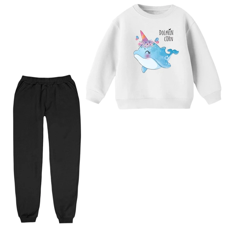 ست سویشرت و شلوار راحتی بچگانه مدل دلفین بامزه 