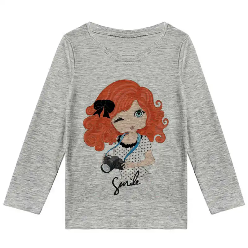 تی شرت آستین بلند دخترانه مدل دخترعکاس F163