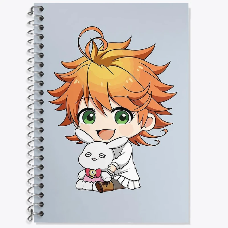 دفتر زبان 50 برگ خندالو مدل دو خط طرح نورلند انیمه ناکجا آباد موعود Promised Neverland کد 10111