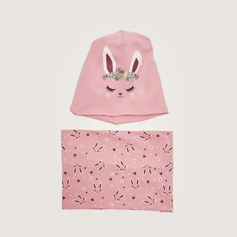 ست کلاه و شال گردن دخترانه ال سی وایکیکی مدل آنتی باکتریال خرگوشی