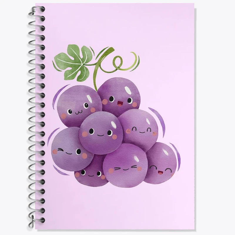 دفتر زبان 50 برگ خندالو مدل سه خط طرح انگور کد 28407