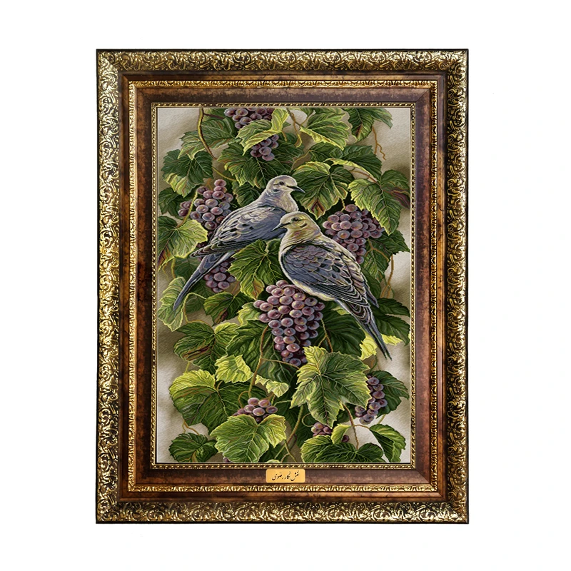 تابلو فرش ماشینی نقش نگار رضوی طرح پرنده کد 4242H