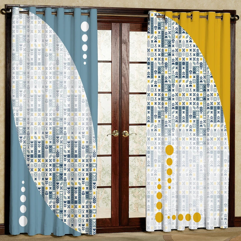 پرده بارمان دکور طرح گندم مدل مخمل پانچی کد 5351LR W سایز 140x280 سانتی متر