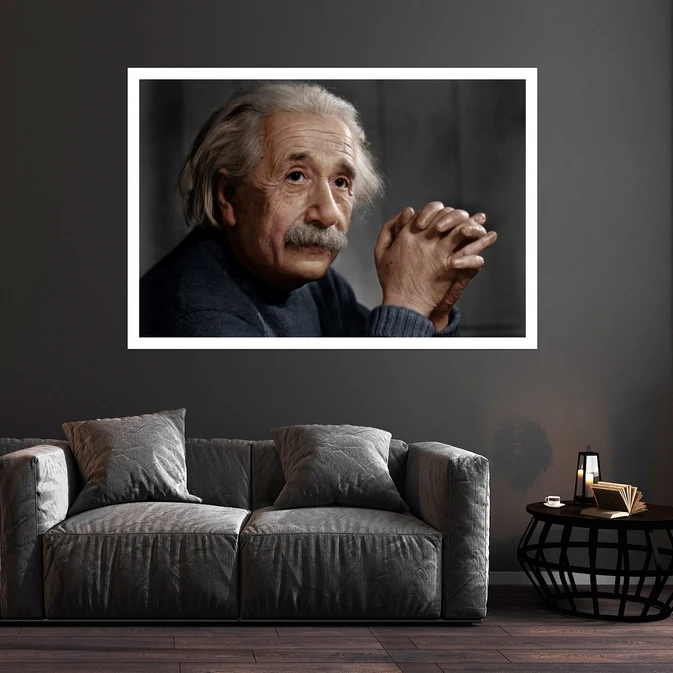 تابلو بکلیت طرح مشاهیر علمی جهان آلبرت انیشتین مدل قاب شاسی W-s9879