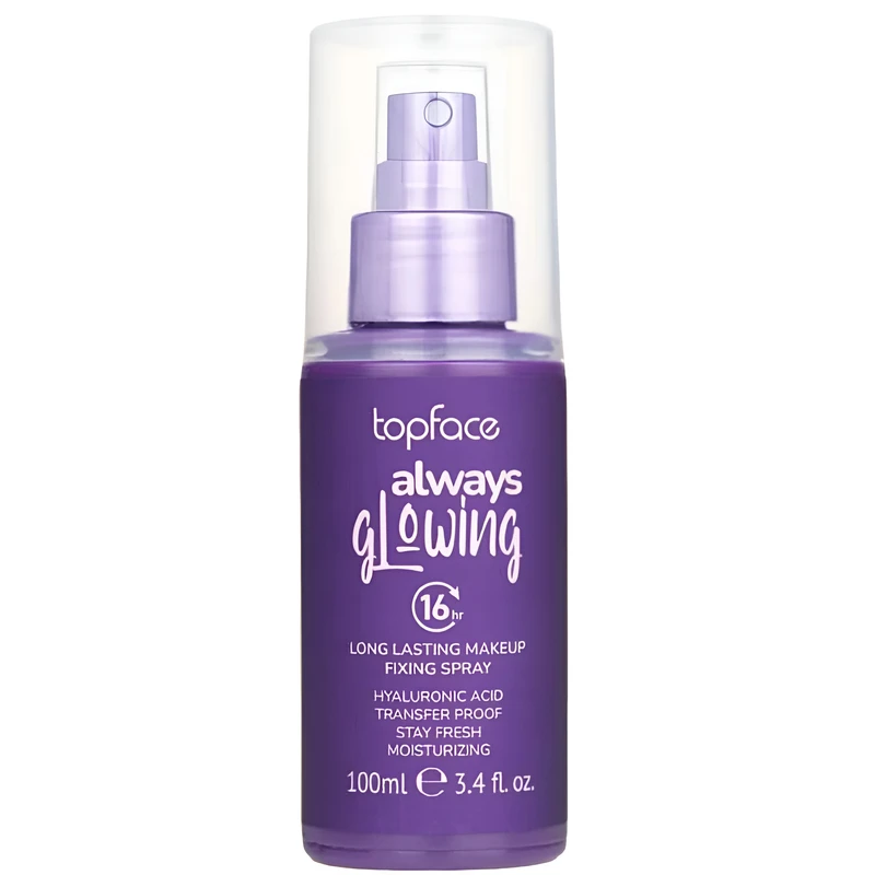 اسپری تثبیت کننده آرایش صورت تاپ‌ فیس مدل GLOWING حجم 100 میلی لیتر