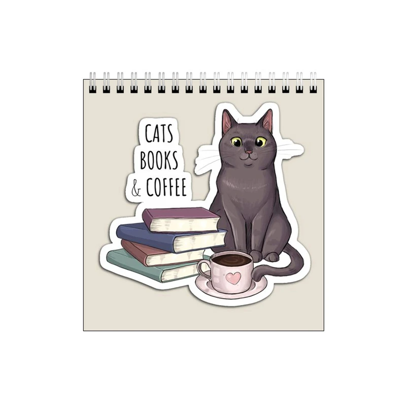 دفتر طراحی طرح گربه و قهوه و کتاب کد 7665181