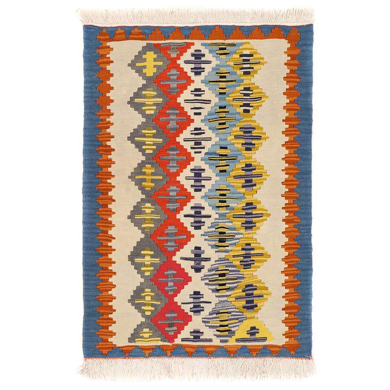 گلیم دستبافت یک متری طرح قشقایی کد 140617