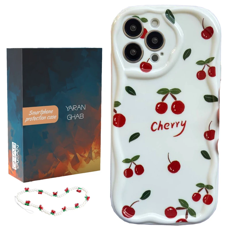 کاور یاران قاب مدل Cherry مناسب برای گوشی موبایل اپل iPhone 12 Pro Max به همراه بنداویز