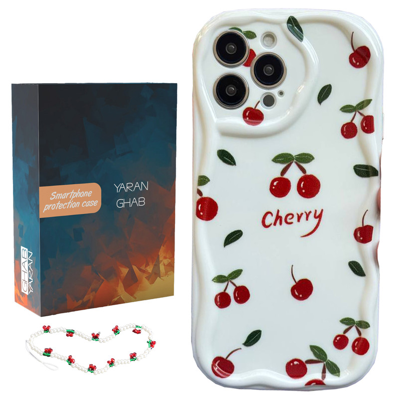 کاور یاران قاب مدل Cherry مناسب برای گوشی موبایل اپل iPhone 12 Pro Max به همراه بنداویز